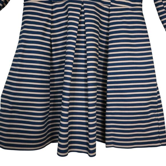GAP Womens 6 Fit and Flare Navy Camel Striped Dress - Picture 5 of 11